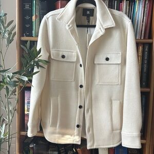 BR unisex off white Button-Up Jacket- brand new with tags!! Front pockets .